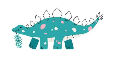 platt hand dragen vektor illustration av stegosaurus dinosaurie