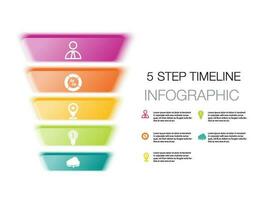 tratt infographic mall 5 steg för företag riktning, marknadsföring strategi, vektor