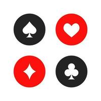 spielen Karte runden rot schwarz Symbol einstellen Vektor Illustration