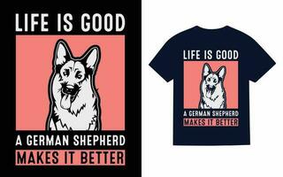 Deutsche Schäfer Hund Typografie T-Shirt Design Vektor