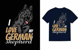 Deutsche Schäfer Hund Typografie T-Shirt Design Vektor