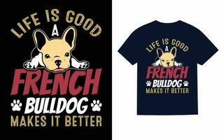 franska bulldogg typografi t-shirt design vektor