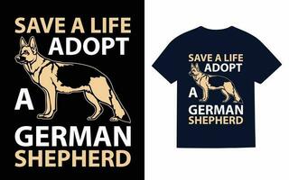 tysk herde hund typografi t-shirt design vektor