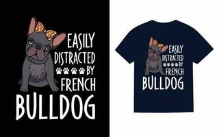 franska bulldogg typografi t-shirt design vektor