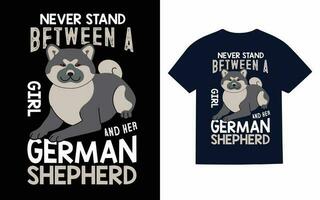 tysk herde hund typografi t-shirt design vektor