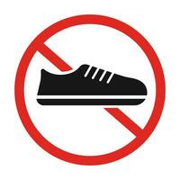 Nej sko med smuts fötter. sko och förbud märke. vektor. vektor