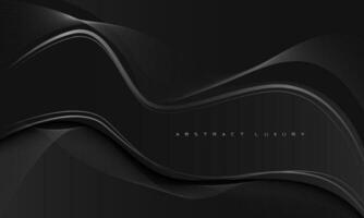 abstrakt schwarz dunkel Silber Linie geometrisch Kurve Design Prämie Luxus exklusiv Hintergrund Vektor