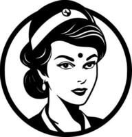 sjuksköterska - svart och vit isolerat ikon - vektor illustration