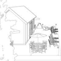 3d Illustration von Restaurant und Kaffee Geschäft vektor