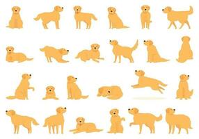 Labrador Retriever Symbole einstellen Karikatur Vektor. Hündchen Hund vektor