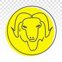 Schaf oder Ziege Kopf mit Hörner - - eben Farben Symbol zum Apps oder Webseite vektor