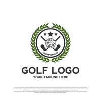 luxuriös Golf Turnier Logo Design. Golf Meisterschaft Zeichen oder Symbol. Golf Symbol. vektor