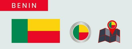 benin Karta stift med nationell flagga för app eller hemsida vektor