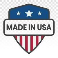 tillverkad eller tillverkad i USA stämpel - platt ikon för industriell produkt märka vektor