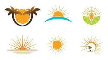 Sonne Logo Design auf das Horizont. Sommer- Zeichen oder Symbol. Sonne Symbol Vektor. Illustration Element. vektor