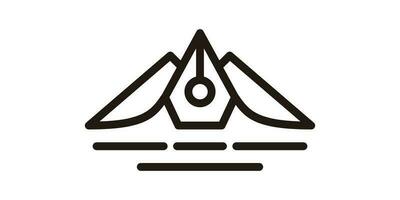 berg och penna element logotyp design tillverkad i linje stil, ikon vektor inspiration