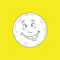 vektor tecknad serie av en leende måne på gul