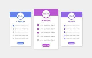 prenumeration planen pris jämförelse tabell infographic design mall vektor