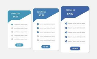 prenumeration planen pris jämförelse tabell infographic design mall vektor