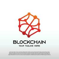 Blockchain Logo mit Linie Kunst Konzept. Zukunft Technologie Zeichen oder Symbol. Kryptowährung -Vektor vektor