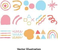 uppsättning av färgrik vektor klotter för dekoration