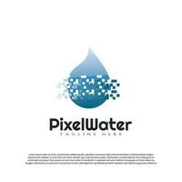 Pixel Wasser Logo mit Digital Pixel Konzept. Zukunft Technologie Symbol -Vektor vektor