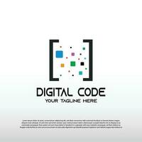 Digital Code Logo mit Pixel Konzept. Barcode. Technologie Symbol -Vektor vektor