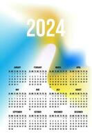 Kalender 2024 auf abstrakt Hintergrund Licht Blau und Gelb Gradient Farbe auf Weiß vektor