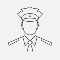 Polizist Linie Symbol. Polizei Offizier, Patriot. Sicherheit Benutzerbild. Gesetz Durchsetzung Mann. Vektor Illustration