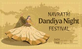 illustrationer för de Navratri festival. flickor dansa nationell danser. Lycklig durga puja. garba natt. vektor