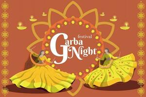 Abbildungen zum das navratri Festival. Mädchen tanzen National tanzt. glücklich Durga Puja. Garba Nacht. vektor