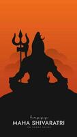 maha Shivratri Illustration von Herr Shiva Silhouette Design Sozial Medien Post vektor