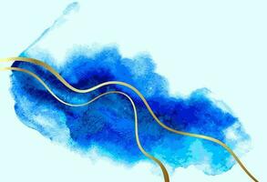 blå och guld Vinka konstverk vattenfärg mall. vektor