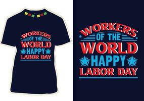 Arbeitskräfte von das Welt glücklich Arbeit Tag T-Shirt Design vektor