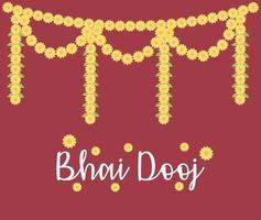 Happy Bhai Dooj, dekorative Blumengirlandenverzierung, indische Familienfeier vektor