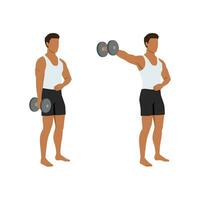 Mann tun einer Arm Seite seitlich erhöht. Schulter trainieren und Ausbildung. vektor