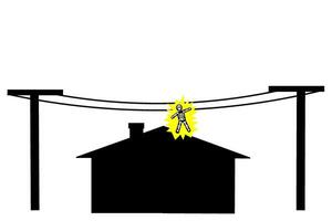 Illustration und Iconstick Figur, Strichmännchen, Piktogramm elektrisch Schock vektor