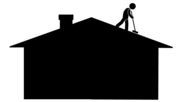 Illustration und Symbol Stock Figur, Strichmännchen, Piktogramm. Reinigung das Haus, Waschen das Hausputz das Dach vektor