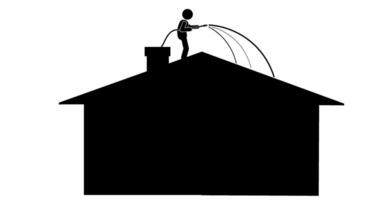 Illustration und Symbol Stock Figur, Strichmännchen, Piktogramm. Reinigung das Haus, Waschen das Hausputz das Dach vektor