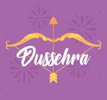 lycklig dussehra festival i Indien gratulationskort med pil och båge vektor