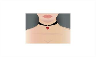 illustration av en kvinna med en hjärta formad choker halsband vektor