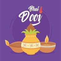 Happy Bhai Dooj, Zeremonie indische Familienfeier Karte vektor