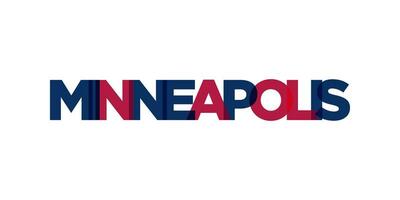 Minneapolis, Minnesota, USA Typografie Slogan Design. Amerika Logo mit Grafik Stadt Beschriftung zum drucken und Netz. vektor