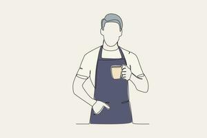 farbig Illustration von ein Mann halten ein Tasse von Kaffee vektor