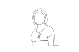 ein Frau trägt ein Band auf ihr Truhe vektor