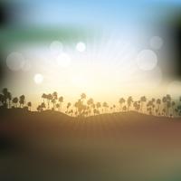 Schattenbilder von Palmen gegen Sonnenunterganghimmel vektor