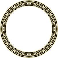 Vektor runden Gold und schwarz nahtlos klassisch byzantinisch Ornament. unendlich Kreis, Grenze, Rahmen uralt Griechenland, östlichen römisch Reich. Dekoration von das Russisch orthodox Kirche.