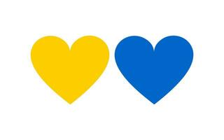 zwei Herzen Blau und Gelb auf ein Weiß Hintergrund. National Farben von Ukraine. Vektor. vektor