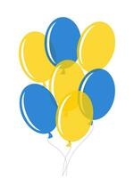 ballonger blå och gul är belägen på en vit vertikal bakgrund. ballong festival. vektor. vektor