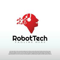 Technologie Logo mit Mensch Gesicht Konzept Design, Illustration Element-Vektor vektor